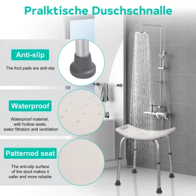 Chaise de douche réglable blanc crème – image 3
