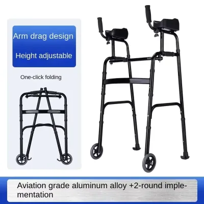 Déambulateur pliable à roulettes noir – image 3