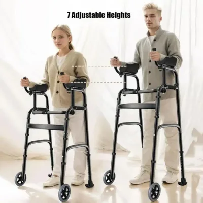 Déambulateur pliable en aluminium noir – image 2