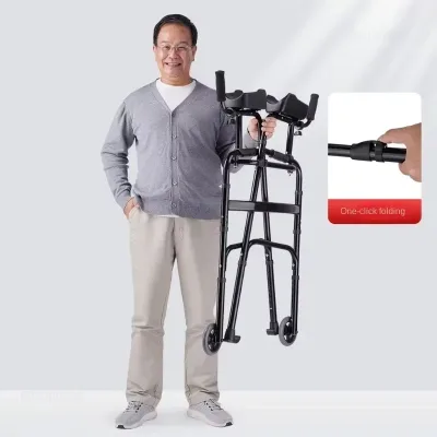 Déambulateur pliable en aluminium noir – image 3