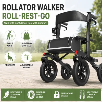 Déambulateur pliable léger à poignée réglable