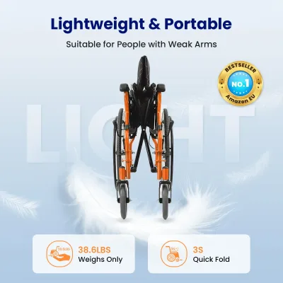 Fauteuil roulant de transport pliant – image 2