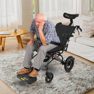 Fauteuil roulant pliable inclinable noir