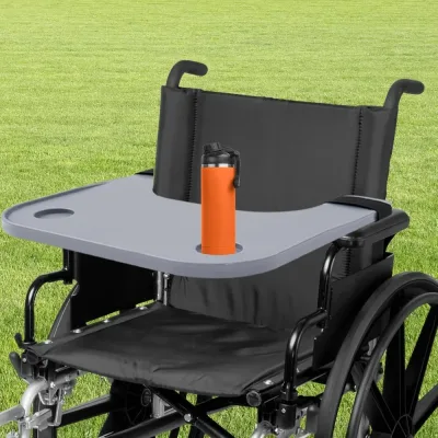 Tablette grise pour fauteuil roulant – image 2