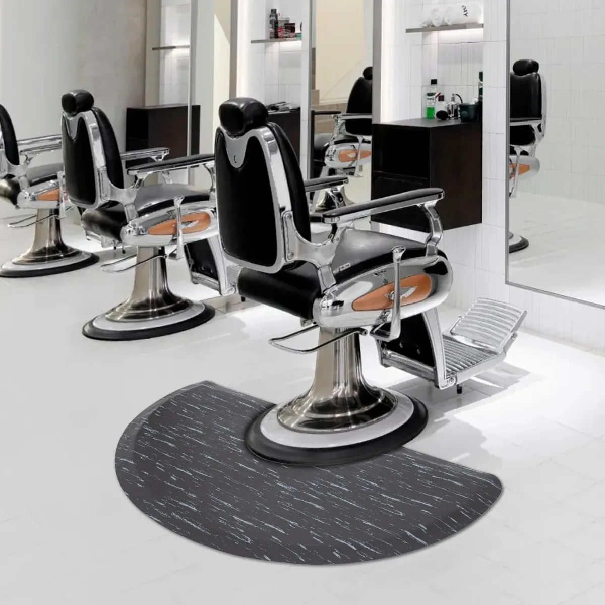Tapis de sol de salon demi-cercle noir