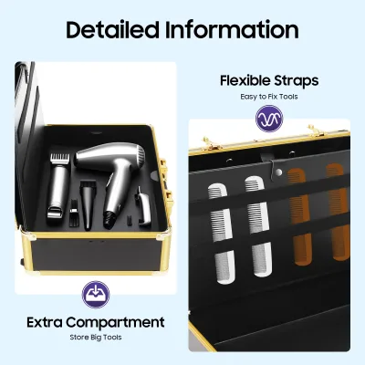Trousse de maquillage dorée à serrure – image 2