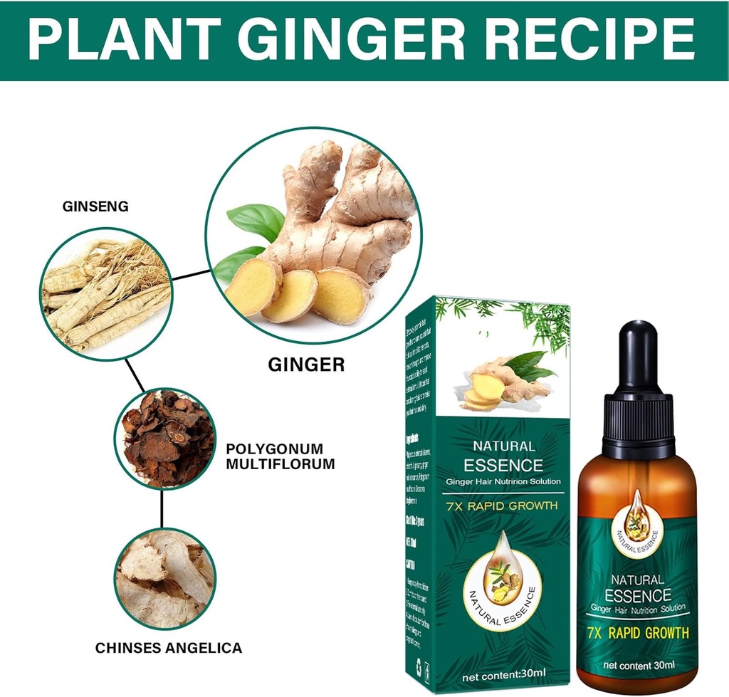 Sérum de croissance capillaire, 30ml, huiles essentielles, gingembre, perte de cheveux, nourrissant, adoucissant, réparation du cuir chevelu, soins capillaires endommagés