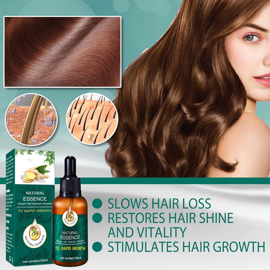 Sérum de croissance capillaire, 30ml, huiles essentielles, gingembre, perte de cheveux, nourrissant, adoucissant, réparation du cuir chevelu, soins capillaires endommagés